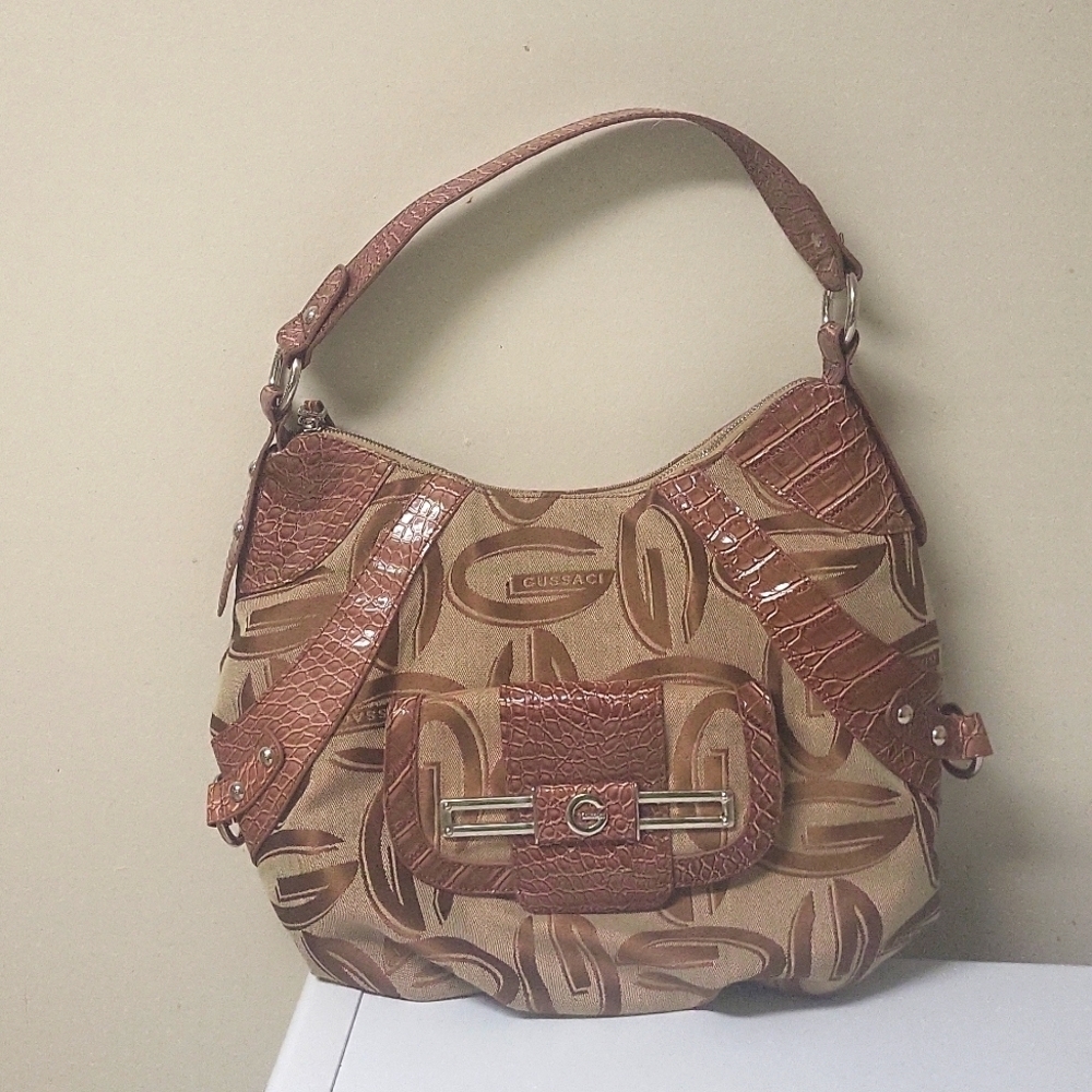 Gussaci 2-Tone Large Handbag/Purse in brown and gold like color